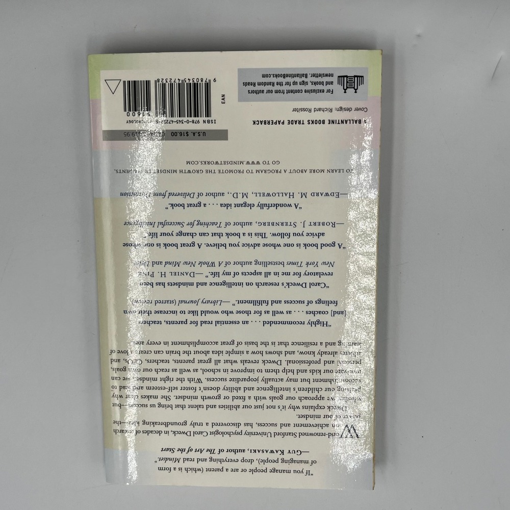 Mindset The New Psychology of Success Carol S. Dweck Paperback 9780345472328‎ - Picture 5 of 8